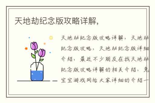 天地劫纪念版攻略详解,