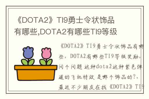《DOTA2》TI9勇士令状饰品有哪些,DOTA2有哪些TI9等级奖励