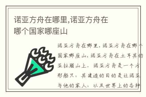 诺亚方舟在哪里,诺亚方舟在哪个国家哪座山