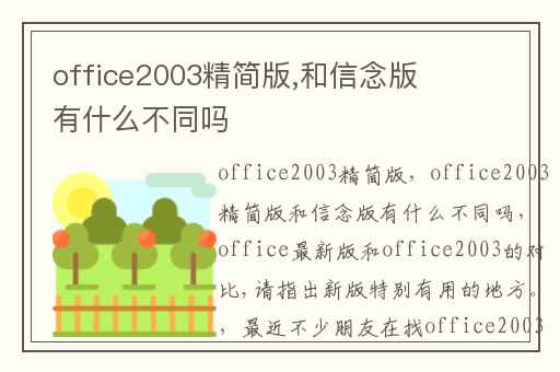 office2003精简版,和信念版有什么不同吗