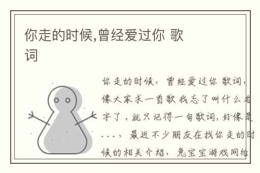 你走的时候,曾经爱过你 歌词