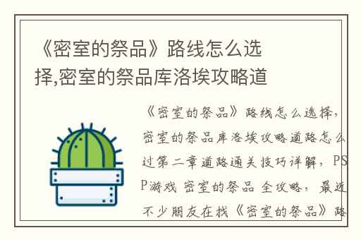 《密室的祭品》路线怎么选择,密室的祭品库洛埃攻略道路怎么过第二章道路通关技巧详解