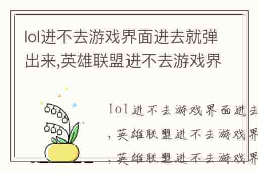 lol进不去游戏界面进去就弹出来,英雄联盟进不去游戏界面怎么办