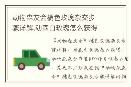 动物森友会橘色玫瑰杂交步骤详解,动森白玫瑰怎么获得
