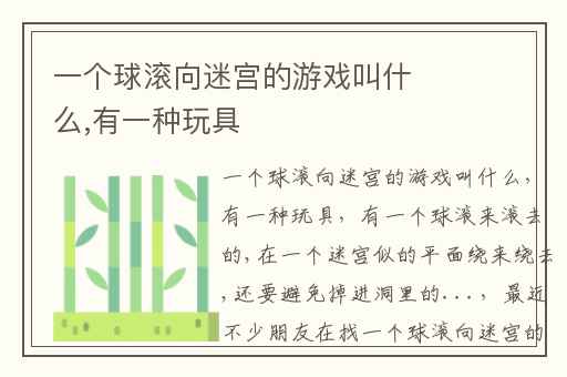 一个球滚向迷宫的游戏叫什么,有一种玩具