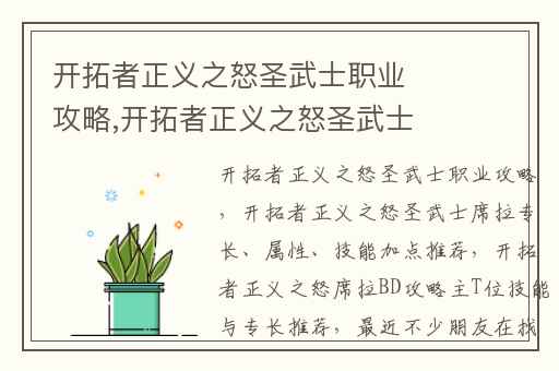 开拓者正义之怒圣武士职业攻略,开拓者正义之怒圣武士席拉专长、属性、技能加点推荐
