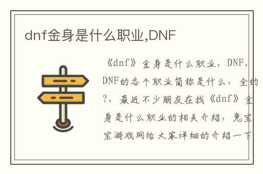 dnf金身是什么职业,DNF