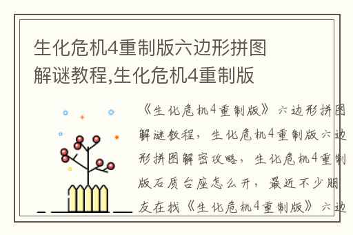 生化危机4重制版六边形拼图解谜教程,生化危机4重制版六边形拼图解密攻略
