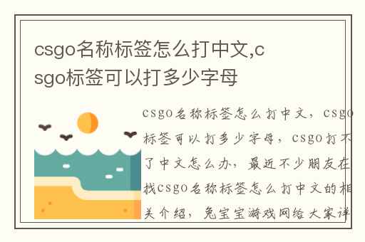 csgo名称标签怎么打中文,csgo标签可以打多少字母