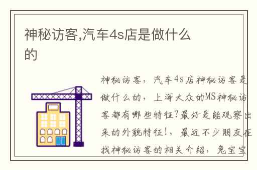 神秘访客,汽车4s店是做什么的