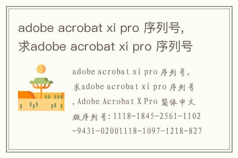 adobe acrobat xi pro 序列号,求adobe acrobat xi pro 序列号
