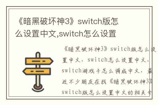 《暗黑破坏神3》switch版怎么设置中文,switch怎么设置中文