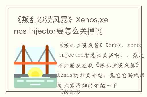 《叛乱沙漠风暴》Xenos,xenos injector要怎么关掉啊