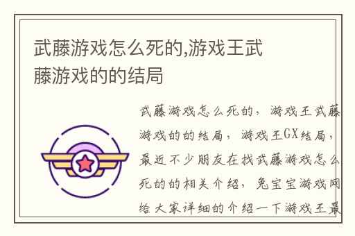 武藤游戏怎么死的,游戏王武藤游戏的的结局