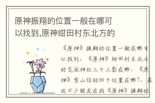 原神振翔的位置一般在哪可以找到,原神绀田村东北方的荒废神社三个人影在哪