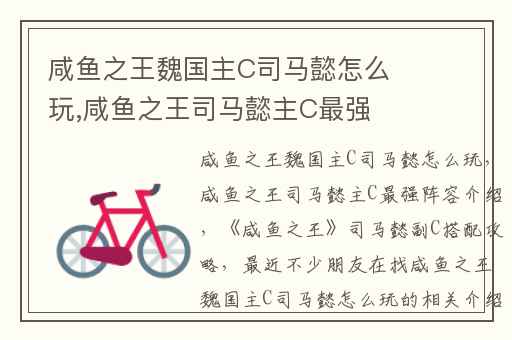 咸鱼之王魏国主C司马懿怎么玩,咸鱼之王司马懿主C最强阵容介绍