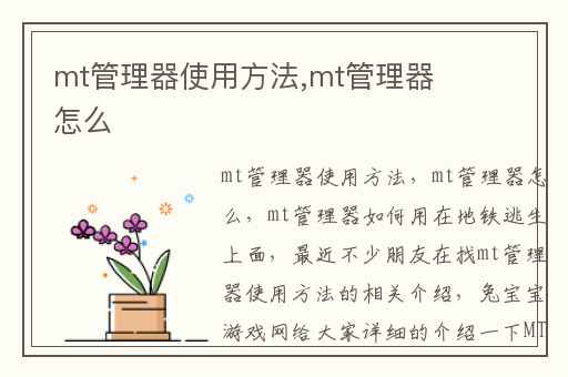 mt管理器使用方法,mt管理器怎么
