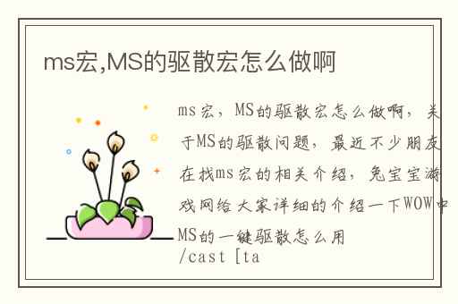 ms宏,MS的驱散宏怎么做啊