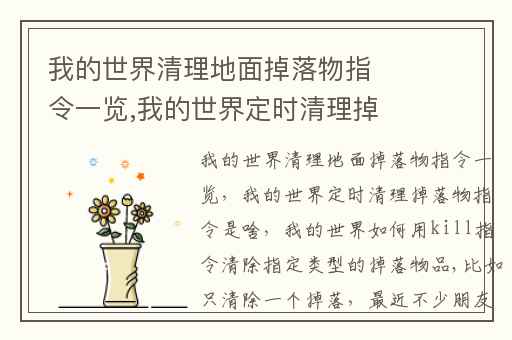 我的世界清理地面掉落物指令一览,我的世界定时清理掉落物指令是啥