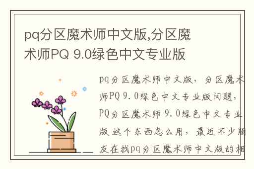 pq分区魔术师中文版,分区魔术师PQ 9.0绿色中文专业版问题