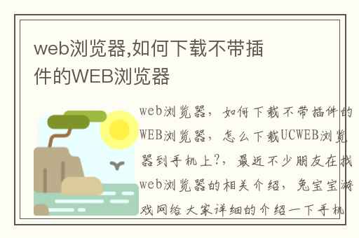 web浏览器,如何下载不带插件的WEB浏览器